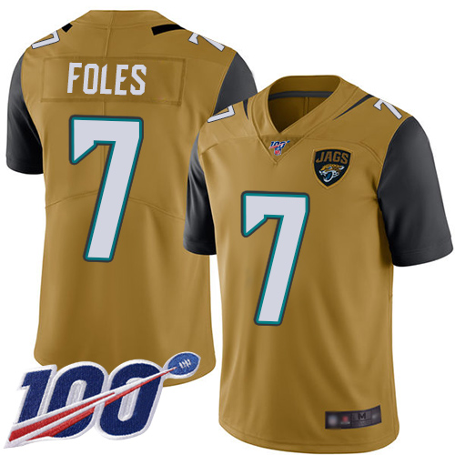 Nike Jacksonville Jaguars #7 Nick Foles Gold Men Stitched NFL Limited Rush 100th Season Jersey->jacksonville jaguars->NFL Jersey